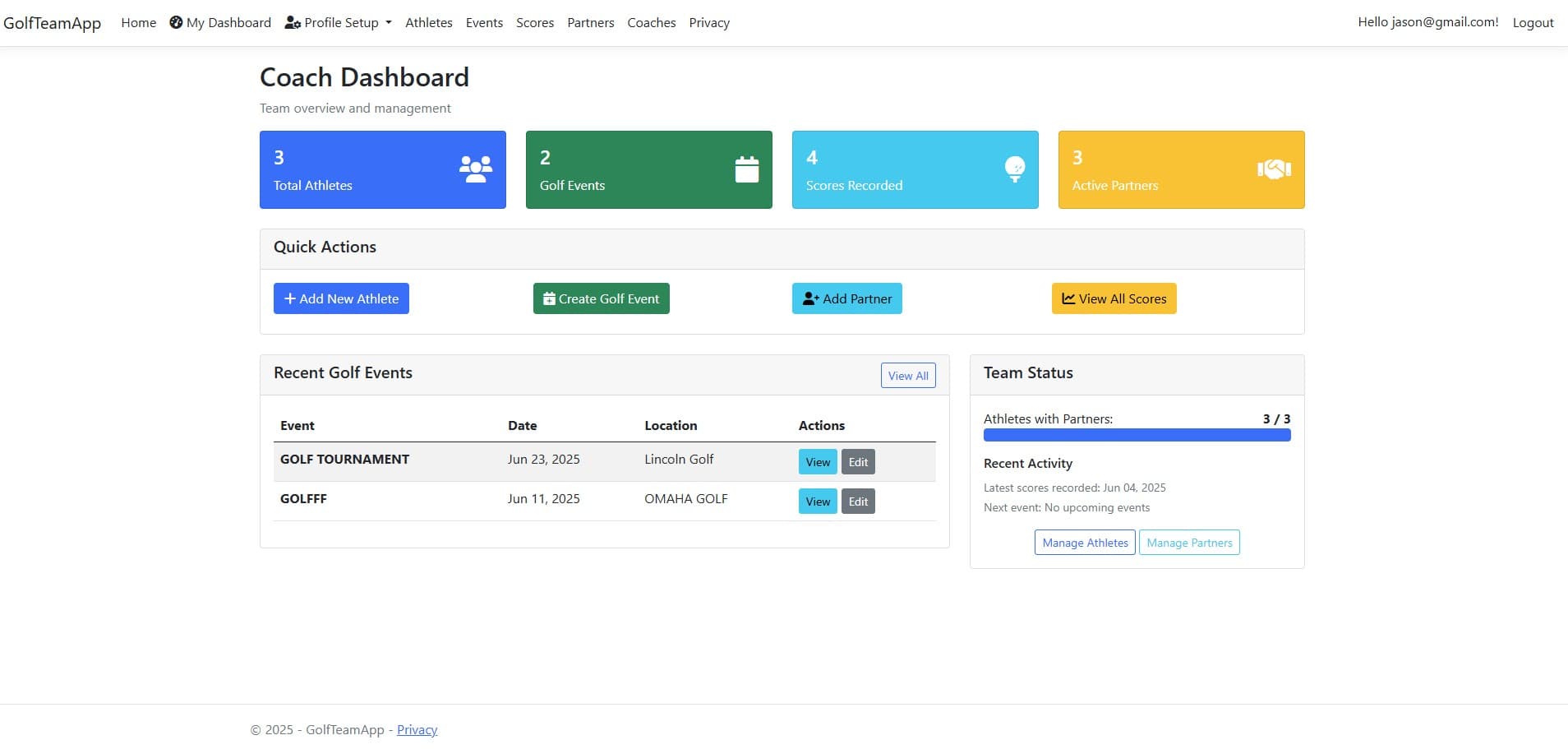 Golf Team Management App